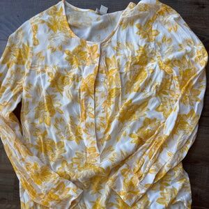 Womens JCRew Yellow and white Floral Blouse Small